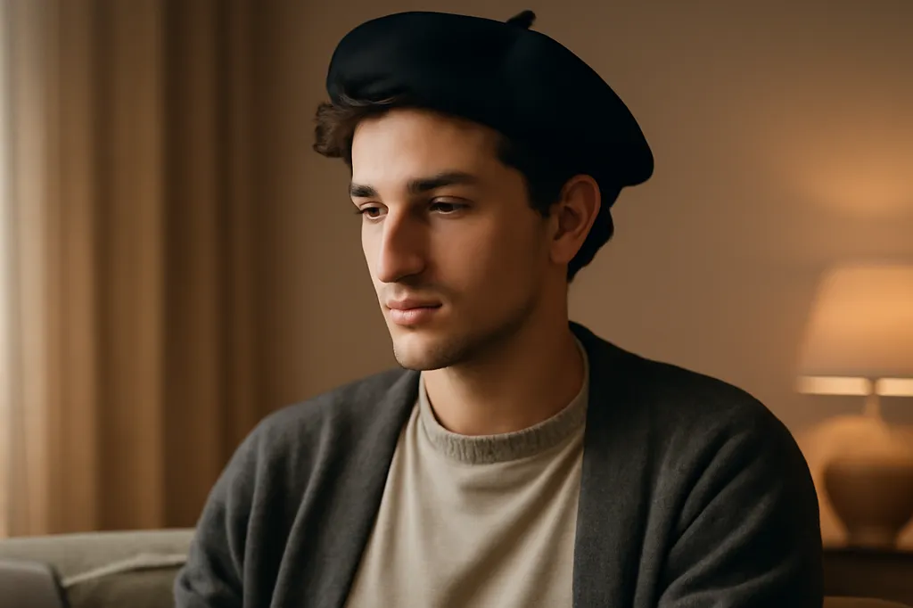Homme introverti réfléchissant avant d’écrire un message en ligne