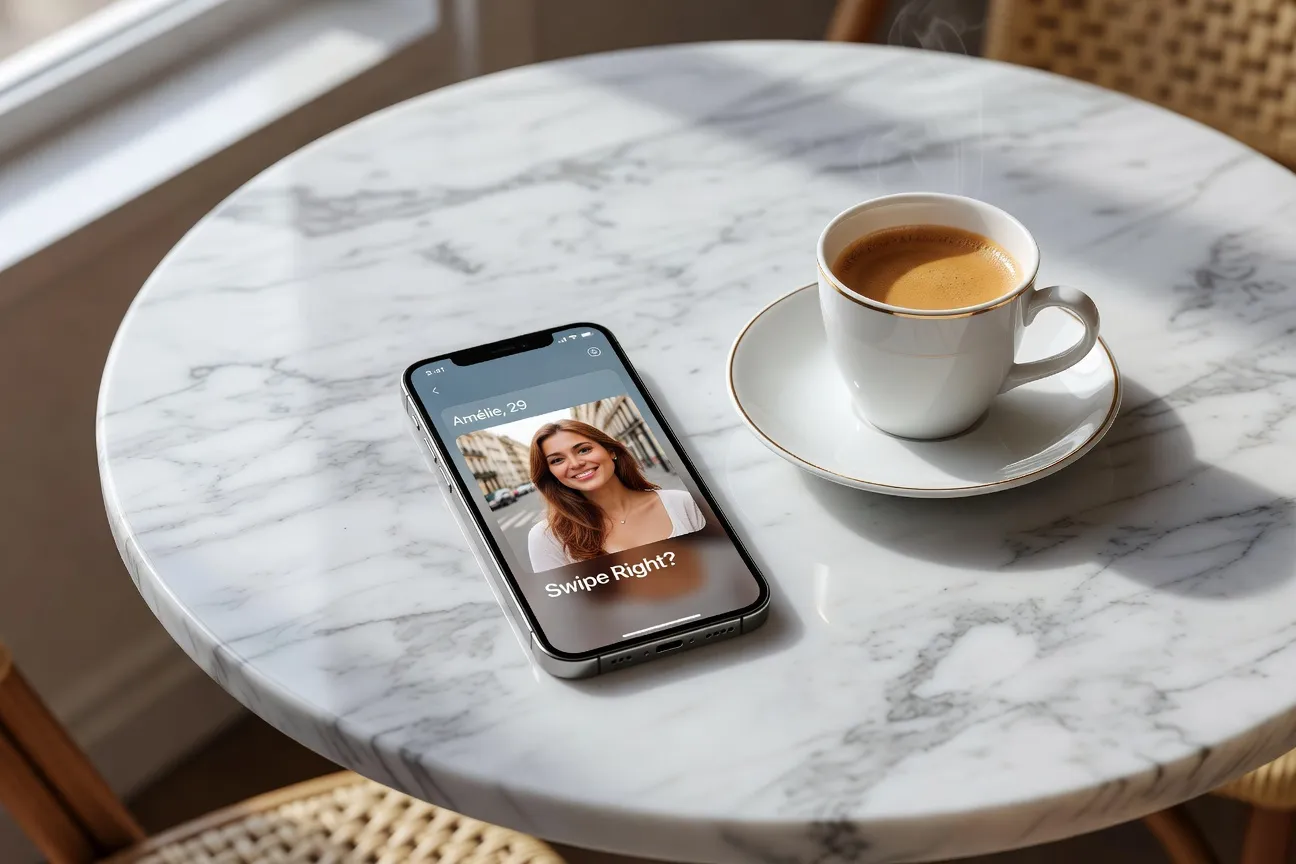 Interface de l'application Bumble sur iPhone, écran de match en 2026