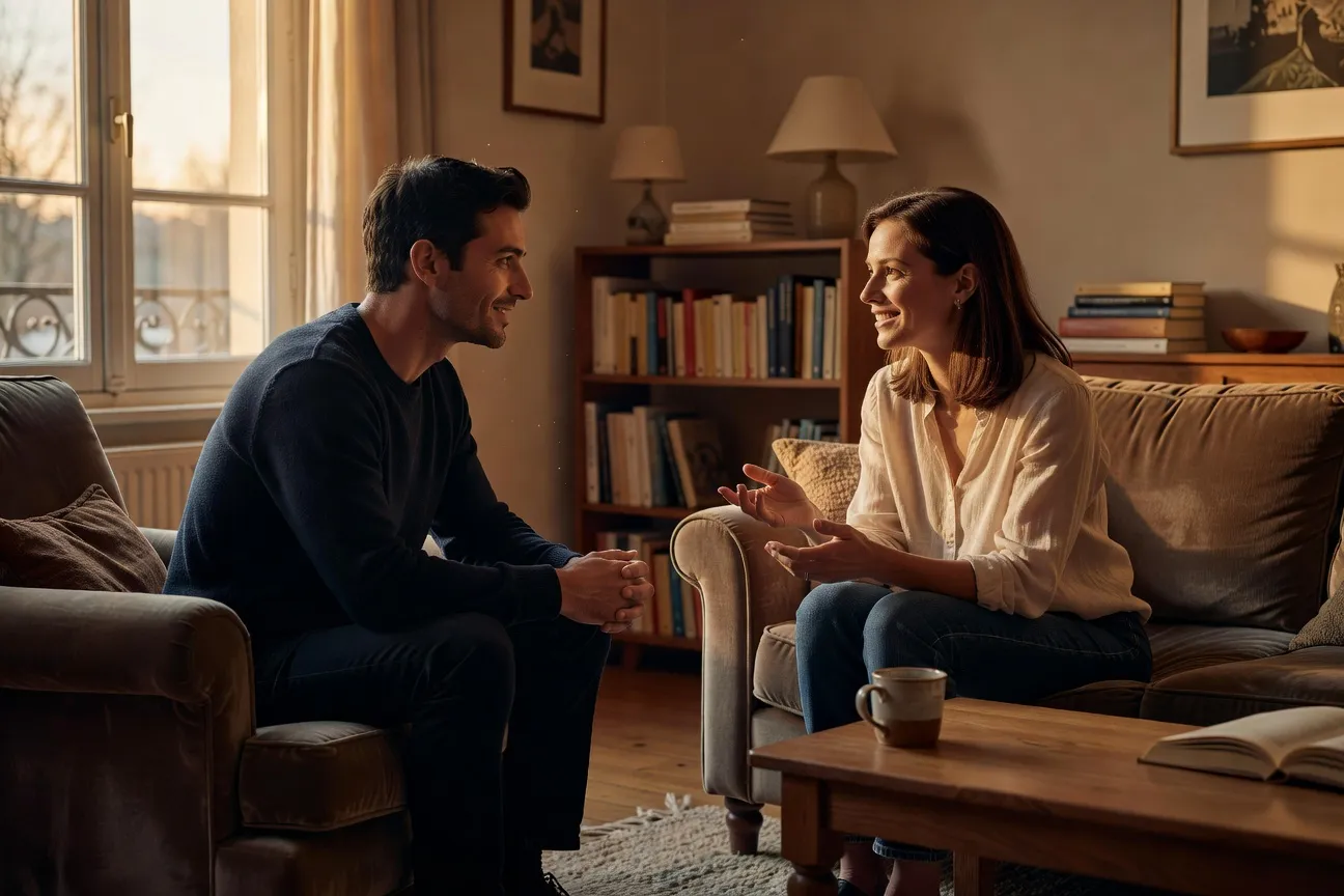 Couple discutant de leur engagement avec un thérapeute
