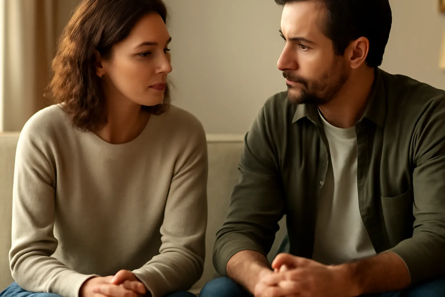 Couple souriant lors d’une sortie en ville
