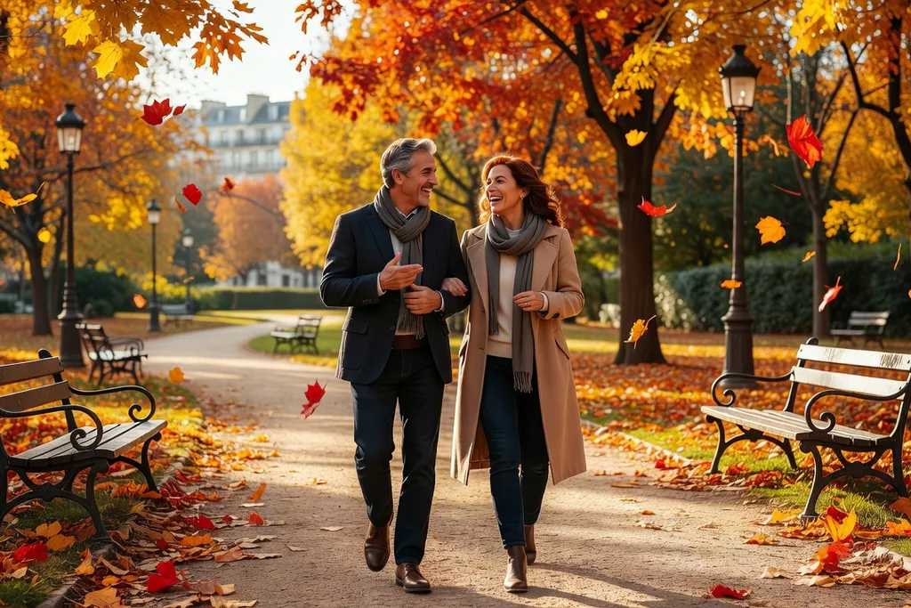Couple senior se rencontrant dans un parc