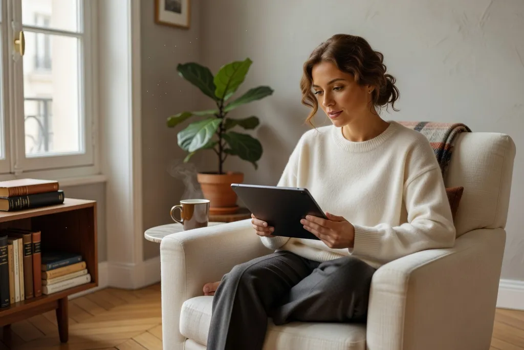 Jeune femme décodant le vocabulaire des applications de rencontre