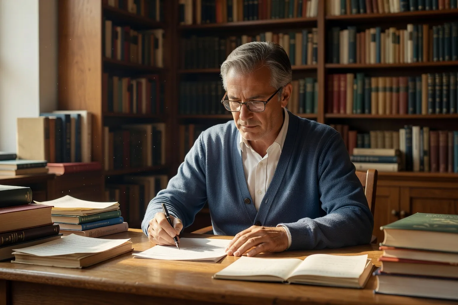 Pierre Aubry en entretien dans son bureau