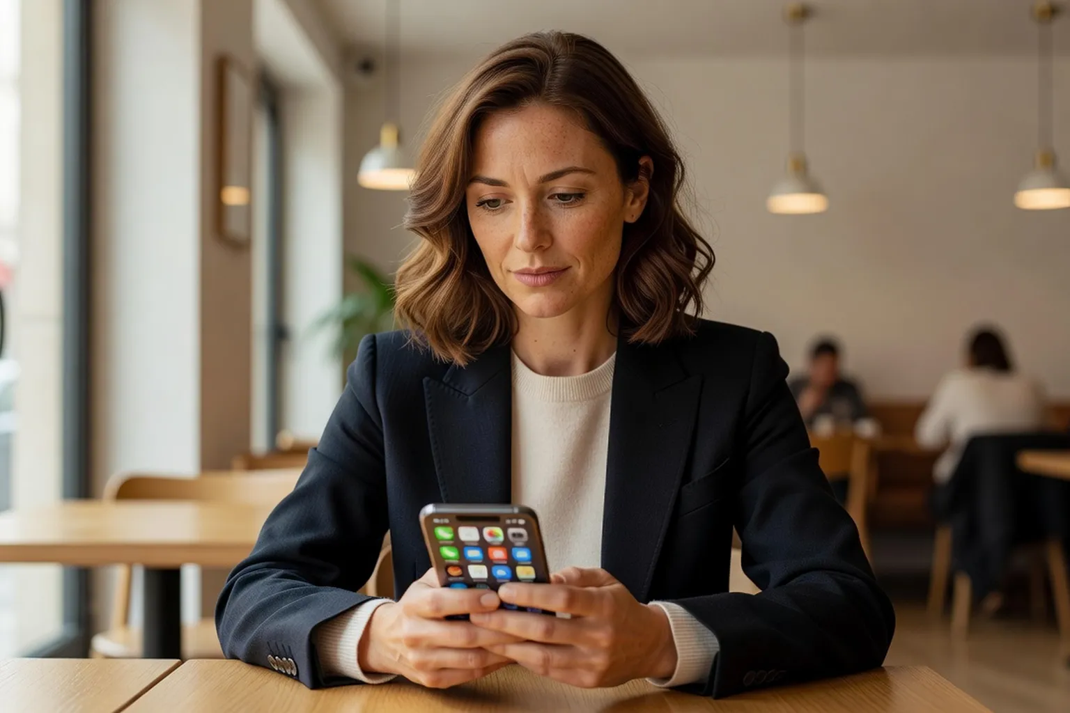 Femme comparant plusieurs applications de rencontre sur son téléphone en 2026