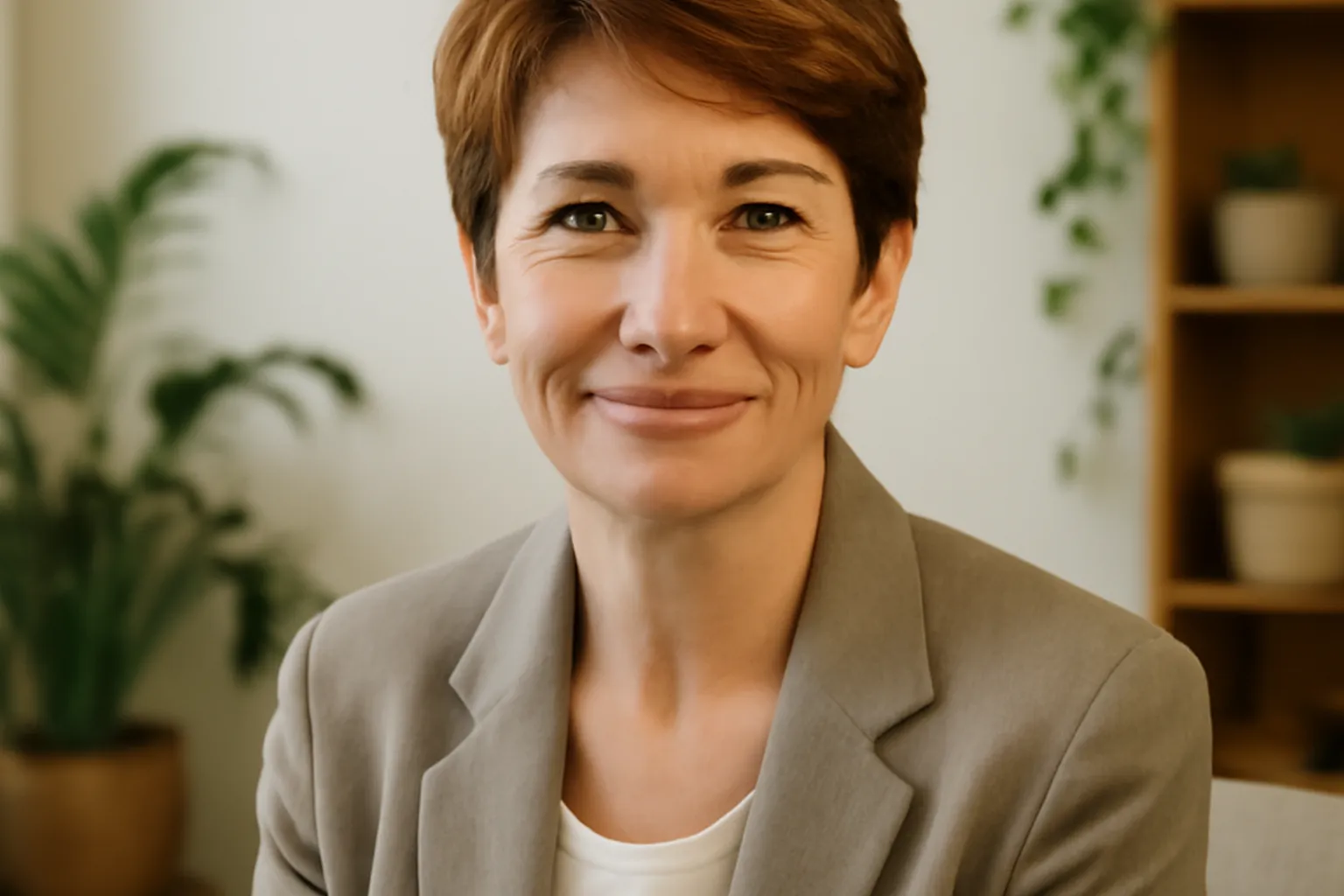 Portrait de Sandrine Aubertin, conseillère conjugale, dans son cabinet à Nantes