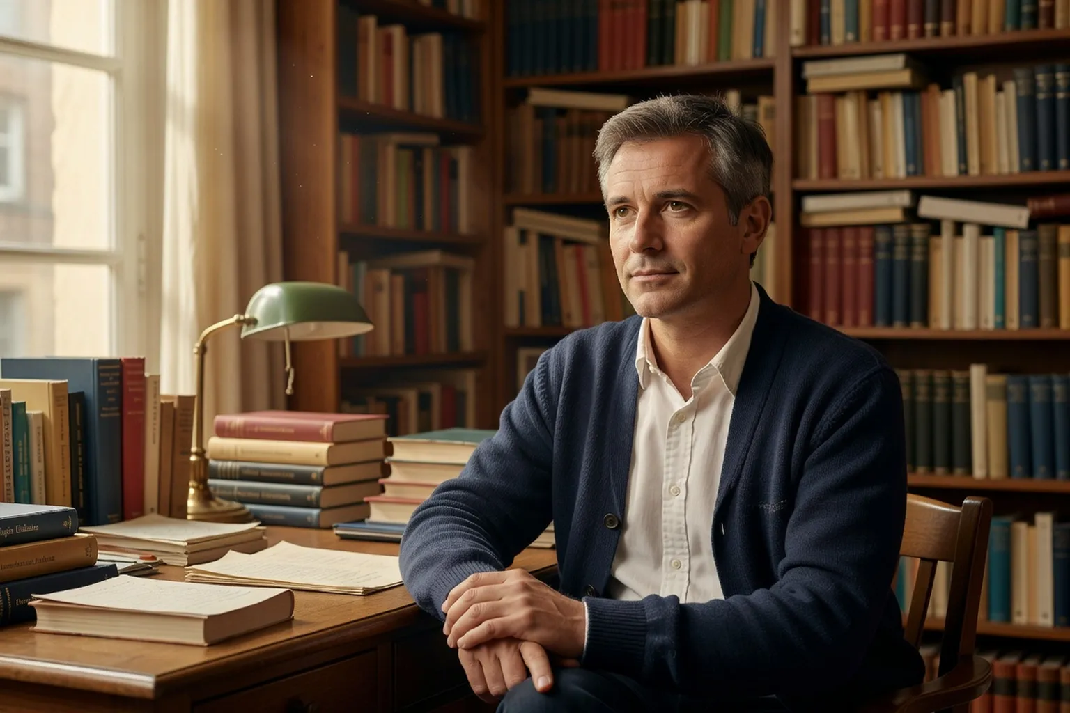 Pierre Aubry, sociologue, dans son bureau lillois