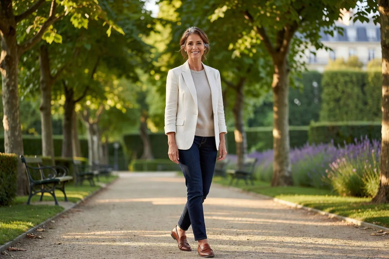 Femme de 50 ans souriante qui utilise une application de rencontre