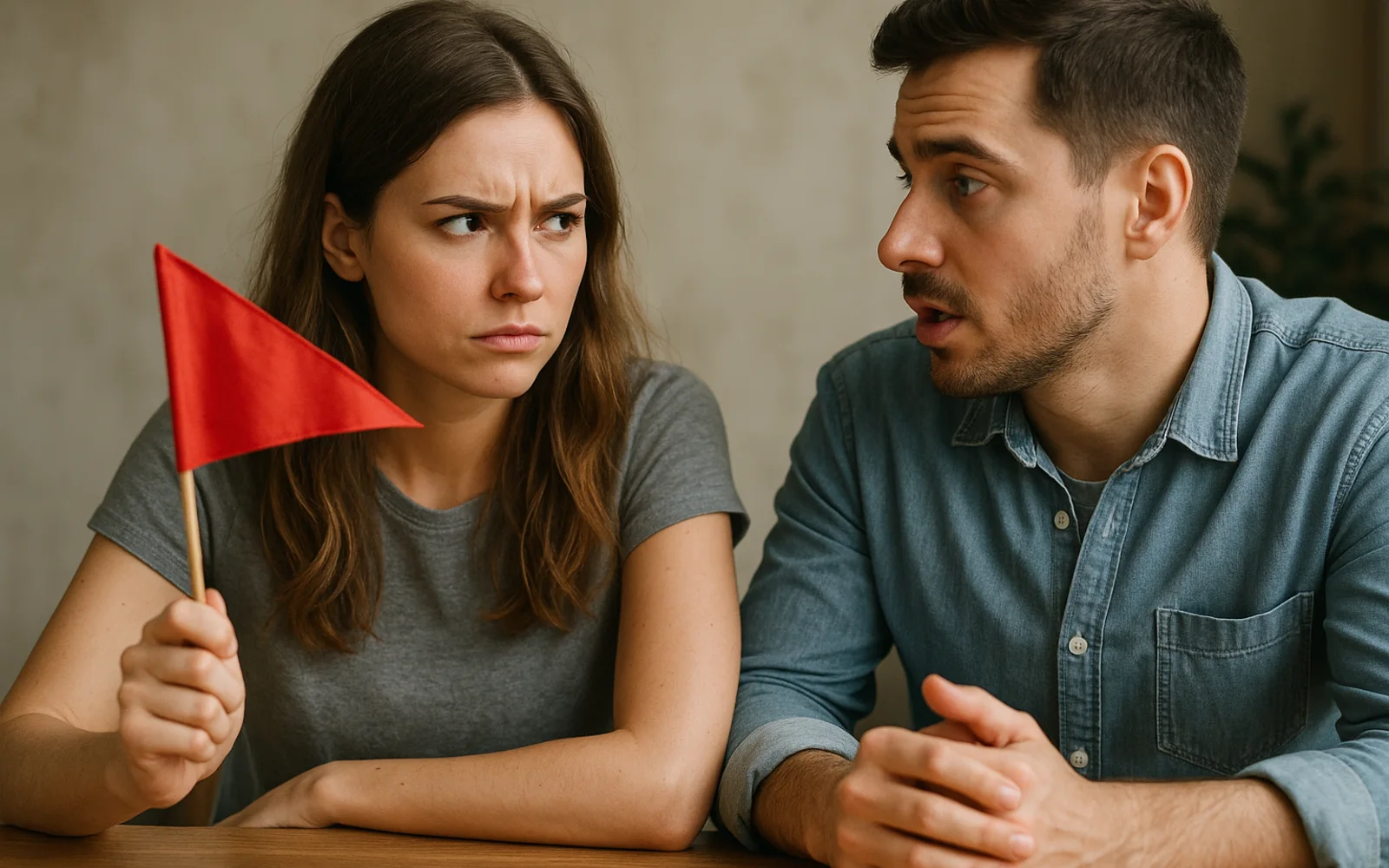 Couple en discussion autour d'un cafe